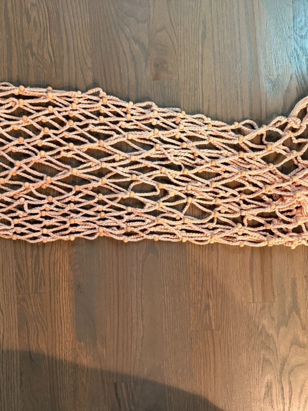 Zara Crochet Fringe Cover Up Skirt Wooden Beads Nude Boho Beach Size M